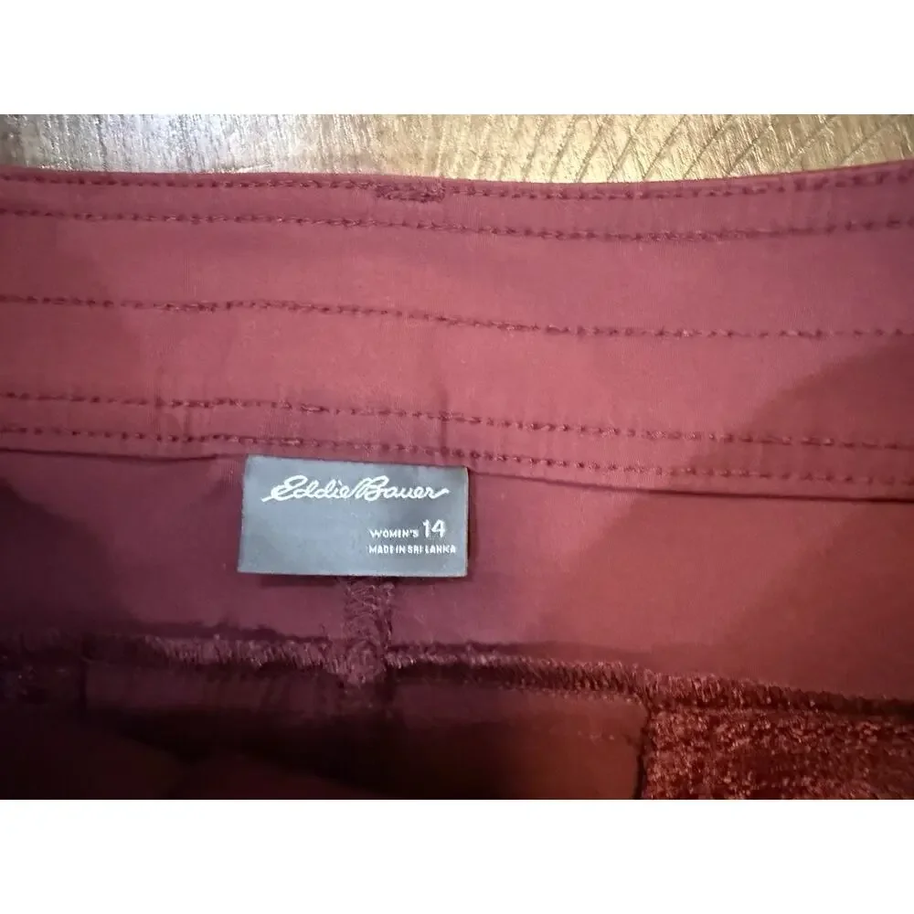Eddie Bauer Women’s Bermuda Shorts Stretch UPF 50 Rolled Hem Burgundy Size 14